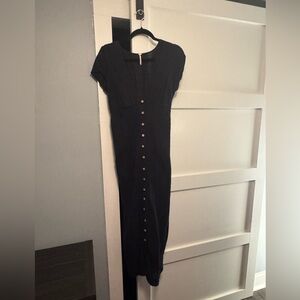 Free People New In Town Black Midi Dress